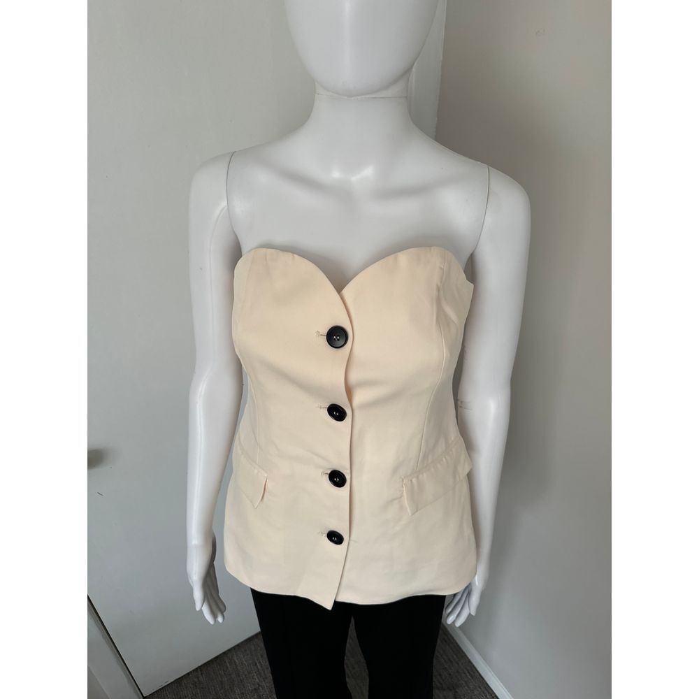 Commense Cream Strapless Corset Tube Top Button Front Vest Size S - Picture 10 of 15